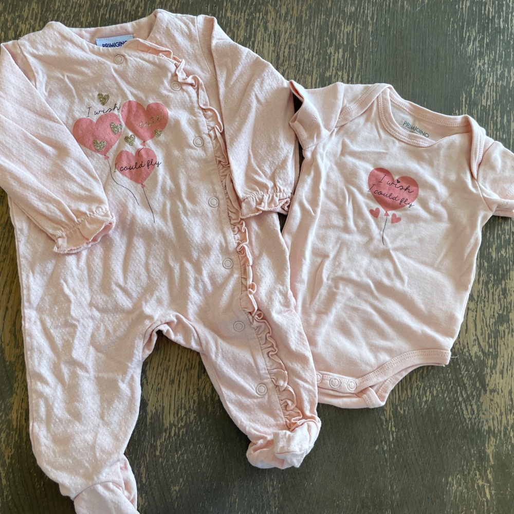 Baby Girl Pink Bodysuit & Footed Sleeper Set 0–3M